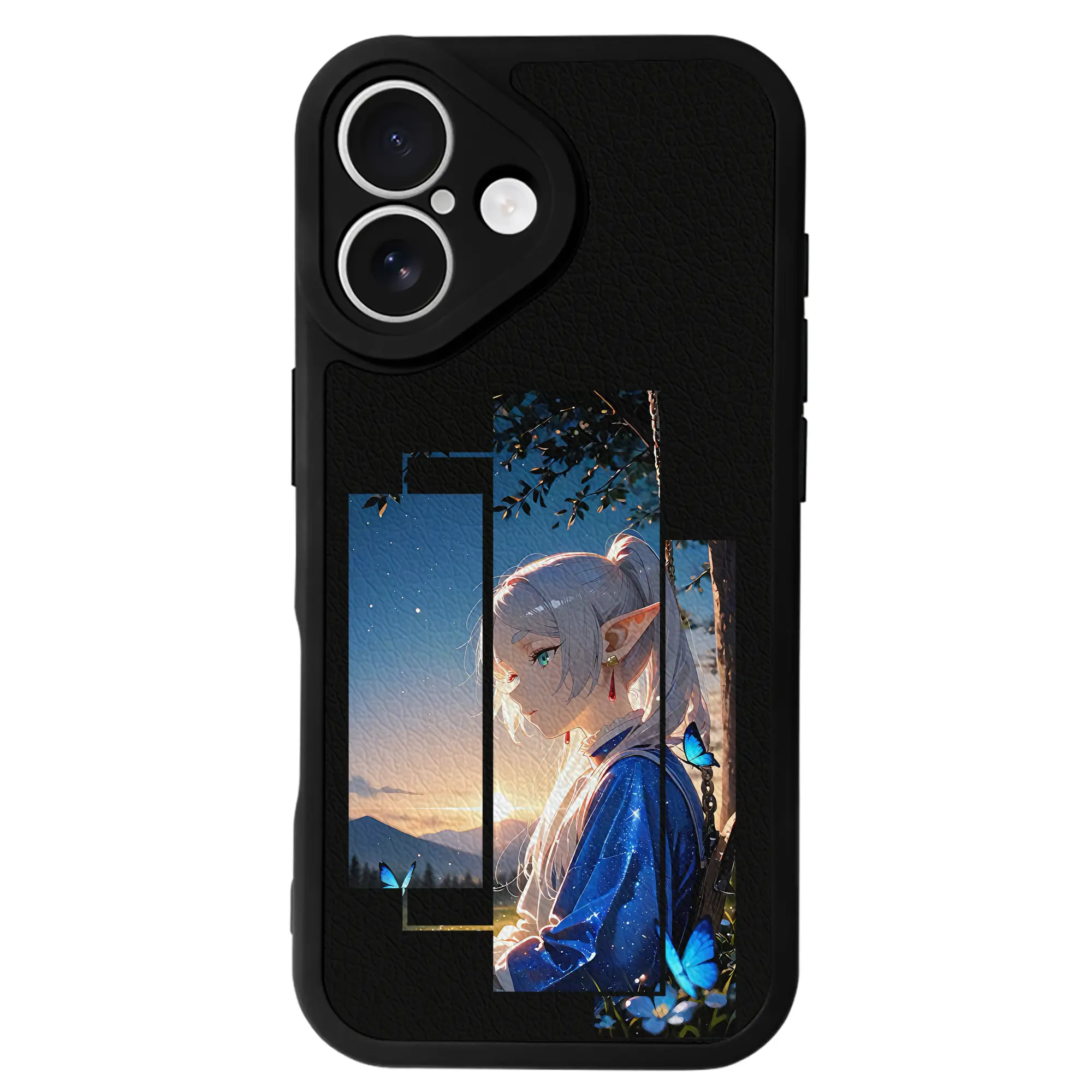 葬送のフリーレン（Frieren） グッズ,フリーレン（Frieren） - IPhone 16シリーズ対応 ・ シリコンスマホケース ・ レザー調 ・ 高精度フィット ・ 耐衝撃 ・ ワイヤレス充電対応 ・ 精密カット